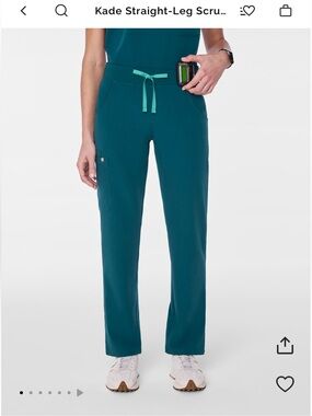 Figs Caribbean Blue Kade Straight-Leg Scrub Pant Size XS Tall